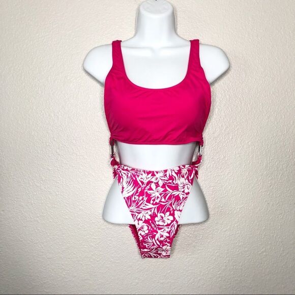 NWT Roxy Blooming Ride One Piece Swimsuit Pink Beach Bikini Size Small - Picture 4 of 12